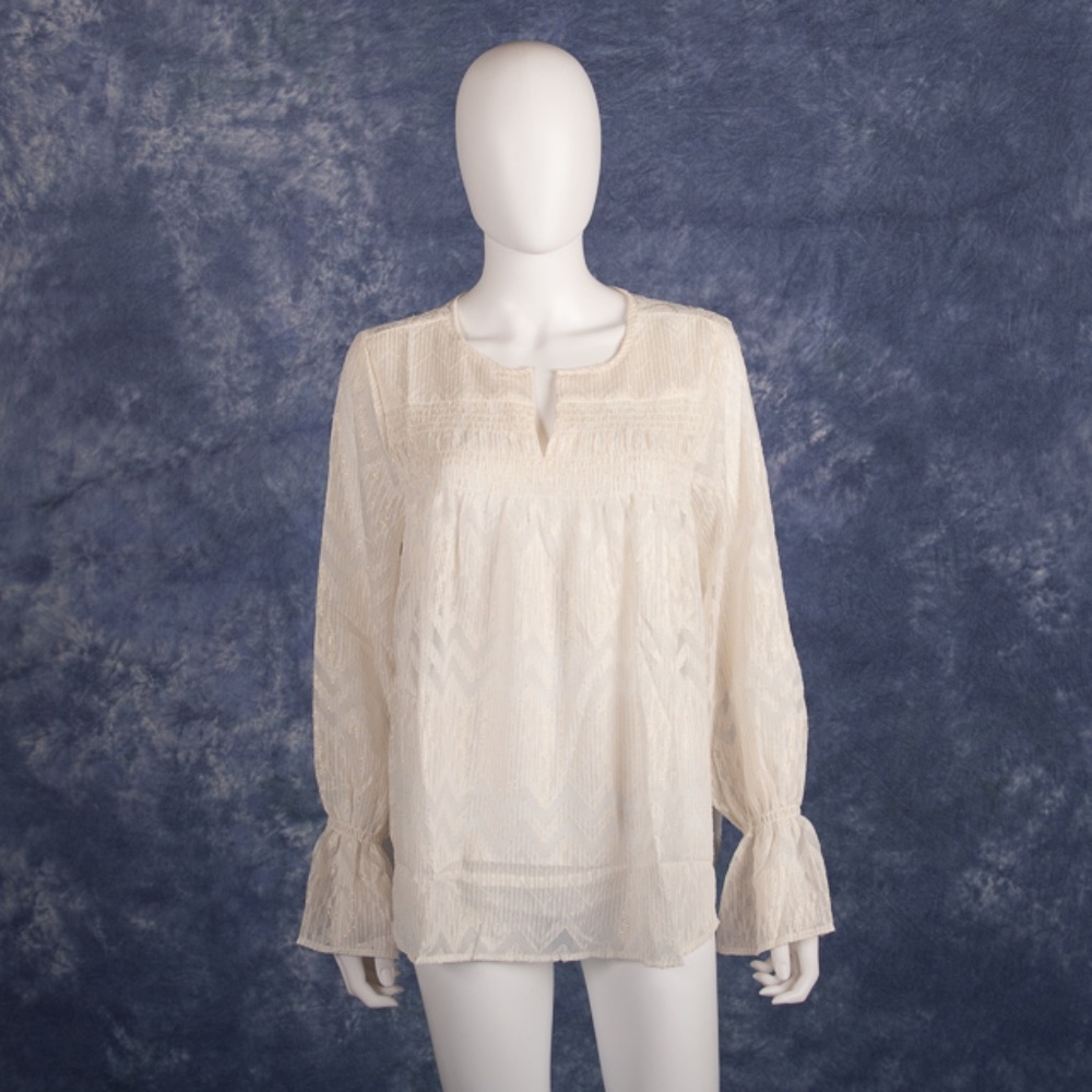 Maette Stella & Dot White Gold Boho Peasant Top